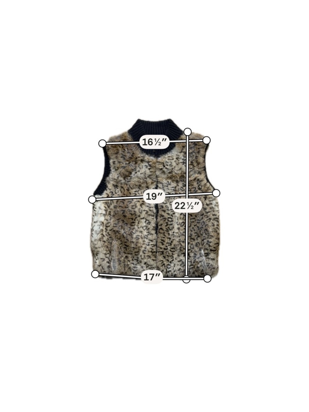 L.A.C.E. Faux Fur Vest Leopard Rabbit Fur Wool Knit Size L Luxe Winter Chic - Picture 7 of 7